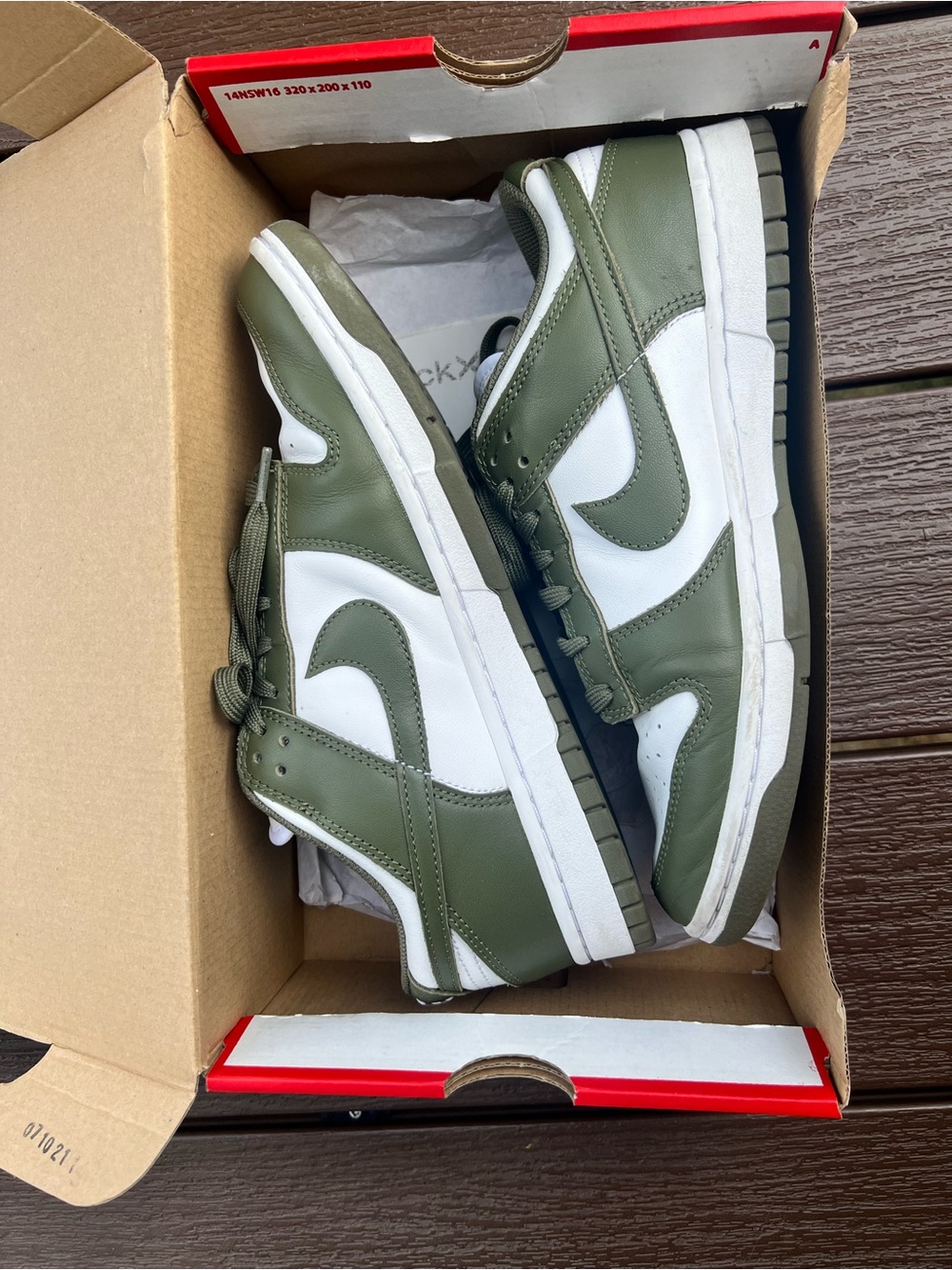 Nike Dunk Low Sneakers in Olive Green and White